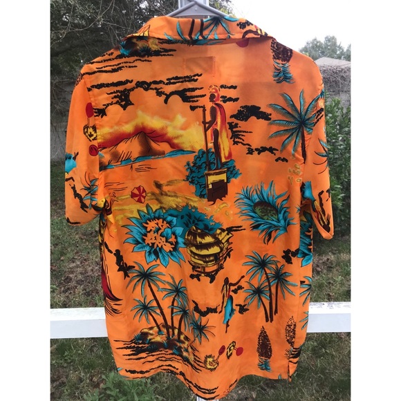 Orange Hawaiian Button up shirt. - Picture 4 of 4